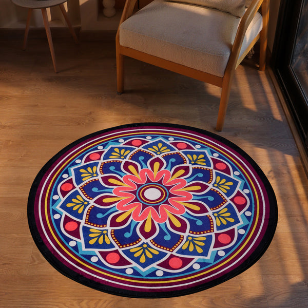 Mandala Floral Festive Round Rug