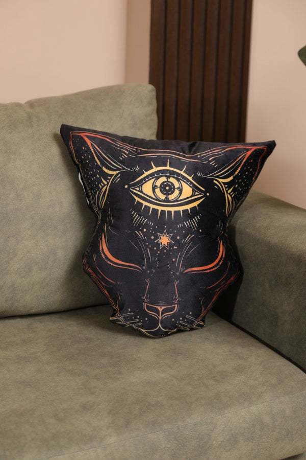 Black Cat with Golden Eye - Cushion