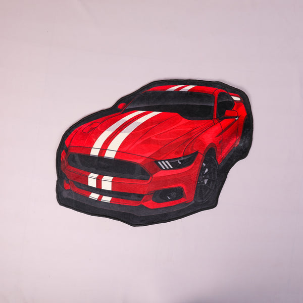Red Sports Car with Stripes - Rug