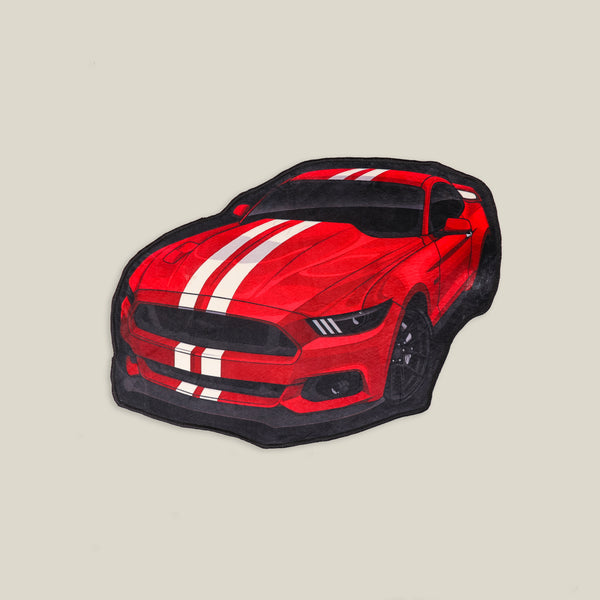 Red Sports Car with Stripes - Rug