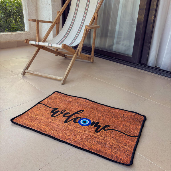 Welcome Mat with Evil Eye