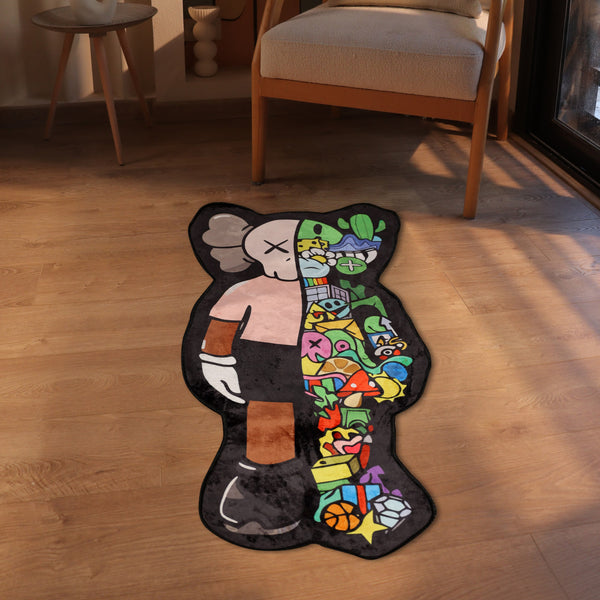 Colorful Pixel Art Teddy Bear Rug