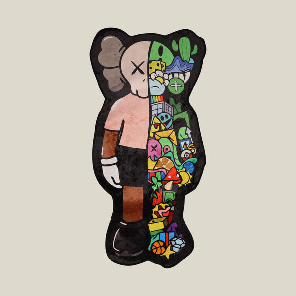 Colorful Pixel Art Teddy Bear Rug